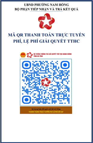Mã QR thanh toán trực tuyến phí, lệ phí giải quyết TTHC của UBND phường Nam Hồng